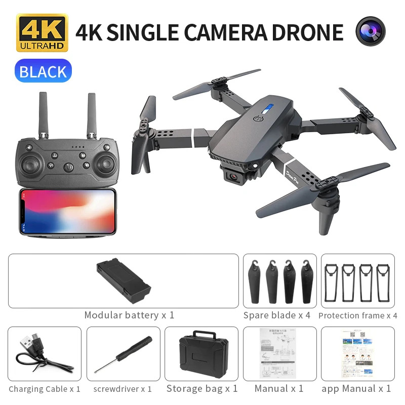 Drone Rc Team City - E88 Pro Akıllı Katlanabilir Drone Tek/Çift