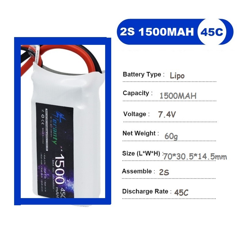 2 adet 7.4V Lipo 2S pil 1500ma - Drone Rc Race incelemesi ve fiyatı